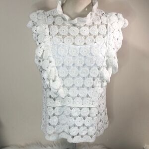 Elegant White Lace Ruffle Top pTP Is 19 Without Stretch